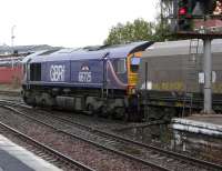 GBRf 66725 'Sunderland'  prepares to enter Kilmarnock 'Long Lyes' on 2 September 2011 with the 4N83 Tyne Dock coal terminal - New Cumnock. <br><br>[Ken Browne 02/09/2011]