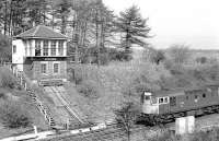 Scene at Winchburgh Junction on 14 May 1978, with 27 204 leading a diverted E&G service past the signal box. The main line was being resignalled (closed with a possession) between Saughton and Winchburgh and trains were being diverted via a reversal at Dalmeny.<br>
<br><br>[Bill Roberton 14/05/1978]