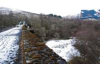 View north over the Edinchip Viaduct in February 2011. Ahead is Lochearnhead, with Balquhidder Junction behind. The missing central span of this viaduct was restored in memory of Nigel Hester who was killed while cycling on the nearby A9.<br><br>[Ewan Crawford /02/2011]