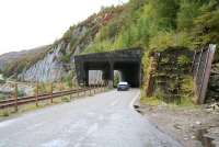 Protecting rail and road traffic. The avalanche shelter alongside Loch Carron, south west of Attadale station, seen here on 29 September 2009, looking east. [See image 26319]<br><br>[John Furnevel 29/09/2009]