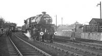 <I>The Wansbeck Wanderer</I> at Scotsgap on 9 November 1963. Ivatt 4MT 2-6-0 no 43129 is preparing the take the special on a trip over the Rothbury branch.<br><br>[K A Gray 09/11/1963]