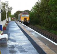 Polmadie 'Thunderbird' 57302 <I>Virgil Tracy</I> runs through Kilmaurs on 8 September.<br><br>[Ken Browne 08/09/2011]