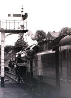 <I>Evening Star</I> waits to leave Goathland for Pickering in July 1986.<br>
<br>
<br><br>[Colin Miller /07/1986]
