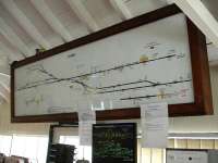 Tondu Junction signal box panel in September 2011 showing Margam line at lower right and Ogmore Vale / Pontycymer line top left. The line from Bridgend to Maesteg runs from right to left across the panel. Part of the new order of computerised route display can be seen below the main panel. <br><br>[David Pesterfield 14/09/2011]