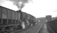 BR Standard class 9F 2-10-0 no 92064 with an eastbound freight running alongside Gateshead shed between King Edward Bridge and Greensfield Junction in May 1966.<br><br>[K A Gray 07/05/1966]