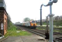 Virgin 'Thunderbird' no 57312 <I>'The Hood'</I> drags the diverted 10.30 London Euston - Glasgow Central Pendolino north through Appleby during a spell of engineering work on the WCML in May 2006.<br><br>[John Furnevel 06/05/2006]