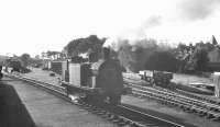 Manoeuvres in progress at Connel Ferry station on 9 September 1960, with no 55173 photographed in bright sunshine running round a Ballachulish - Oban train.<br><br>[K A Gray 09/09/1960]