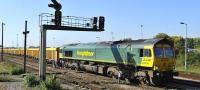 66615 leaving Westbury with a freight on 29 September and heading north west towards Bath.<br><br>[Peter Todd 29/09/2011]