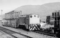 Part of the busy Howard Doris fabrication yard at Strome Ferry in 1977, showing one of the two resident Hudswell Clark 0-6-0DM shunters.<br><br>[Bill Roberton //1977]