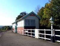 Falsgrave signal box on 28 September 2011. The Scarborough track layout has been simplified and no operational semaphores remain. The redundant box now has a protective coating over the windows.<br><br>[Colin Miller 28/09/2011]