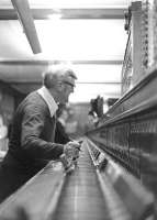 Concentrating on the job in hand. Close up of operations at Waverley West signal box in 1976 [see image 35867].<br><br>[Bill Roberton //1976]