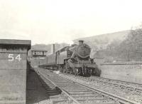 Ex-LMS Fairburn 2-6-4T 42200 crossing Bowling swing bridge with a Balloch - Rutherglen train in April 1958. [See image 35889]<br><br>[G H Robin collection by courtesy of the Mitchell Library, Glasgow 12/04/1958]