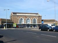 The road approach to Ramsgate station on 25 September 2011, with the ticket hall dominating the skyline. This impressive structure, opened by the Southern Railway in 1926, replaced the former Ramsgate Town and Ramsgate Harbour stations [see image 21732].<br><br>[John McIntyre 25/09/2011]