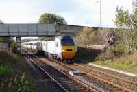 One of the Edinburgh - Carlisle - Newcastle HST shuttle services operating during the September/October 2011 ECML weekend closures photographed approaching Hexham during the late afternoon on Sunday 25 September 2011.<br><br>[John Steven 25/09/2011]