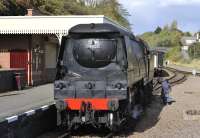 Bulleid West Country Pacific no 34007 <I>Wadebridge</I> at Leicester North on the Great Central Railway on 6 October.<br><br>[Peter Todd 06/10/2011]