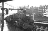 73105 + 45025 bringing a train from the north into Carlisle platform 3 on a wet 30 July 1966.<br><br>[K A Gray 30/07/1966]