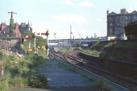 View from the disused Easter Road station in 1971 looking towards Easter Road Junction. The line running straight on is for Lochend Junction and Craigentinny, while that curving off to the right leads to London Road Junction and Abbeyhill.<br><br>[Bill Jamieson //1971]