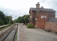 Looking west along the platform at restored Hadlow Road station, part of the Wirral Country Park. This is a twelve mile long cycle track and footpath that uses the old Hooton to West Kirby line trackbed with this station a centre piece feature. <br><br>[Mark Bartlett 24/06/2011]