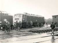 First generation AC electric locomotive no 84005 (formerly E3040), one of a batch of 10 built by NBL in 1960, seen at an open day at Eastfield in the early seventies.<br><br>[Ken Browne //]