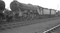 Partially stripped Gresley A3 Pacific no 60079 <I>'Bayardo'</I> standing in the sidings alongside Carlisle Canal shed in July 1961, some 2 months prior to official withdrawal by BR.<br><br>[K A Gray 01/07/1961]