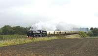 70000 <I>Britannia</I> westbound for Bath and Bristol with a special through Woodborough on 12 October 2011.<br><br>[Peter Todd 12/10/2011]