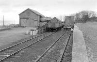 The goods yard at Newburgh in April 1978, at which time it was still active for coal traffic.<br><br>[Bill Roberton /04/1978]