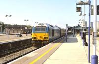 A <I>Pullman</I> special passing east through Didcot on 14 October, with 67003 leading and 67030 on the rear [see image 36066].<br><br>[Peter Todd 14/10/2011]