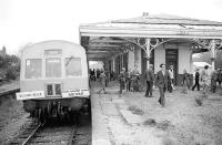 The <I>Buchan Belle</I> Railtour makes a photostop at Ellon on 1 June 1974.<br><br>[Bill Roberton 01/06/1974]