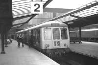 <I>School's out...</I> Carlisle station on 30 May 1972 with schoolboys boarding a West Cumbrian service to Barrow on platform 2.<br><br>[John McIntyre 30/05/1972]