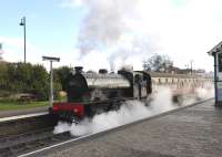 The 1030 train to Holt awaits its departure time at Sheringham on 19 October behind 0-6-0ST no 68030 (Ex-NCB Hunslet 3777/1952).<br><br>[Peter Todd 18/10/2011]