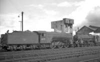 V2 2-6-2 no 60970 stands in Kingmoor shed yard on 3 July 1965 with Black 5 no 44795 on the right. <br><br>[K A Gray 03/07/1965]