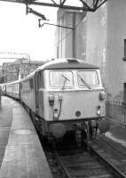 A Class 87 about to take a train out of platform 1 at Glasgow Central in the mid 1970s. <br>
<br><br>[John McIntyre //1974]