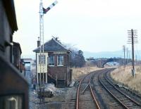 In March 1971 Bridge of Earn signal box no longer had any traffic off the Glenfarg line but was still required as this was the point where the double track from Hilton Junction reduced to single towards Newburgh and Ladybank. The track layout between here and Hilton Junction would later be altered so that control passed to the latter, following which Bridge of Earn box was closed.<br><br>[Bill Jamieson 03/03/1971]