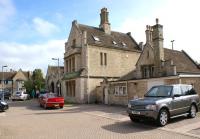 The station forecourt at Stamford, Lincolnshire, on 27 September 2011. The station building is still in railway use, although the two storey section is used by the well known Transport Bookseller Robert Humm & Co.<br><br>[John McIntyre 27/09/2011]