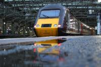 HST power car 43357 at Platform 2 of Glasgow Central with the 0900 CrossCountry service to Penzance on 29 October 2011.<br><br>[Graham Morgan 29/10/2011]