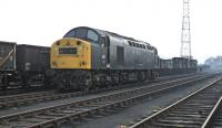 EE Type 4 No. 367 has arrived at Perth Yard with the afternoon Millerhill to Inverness class 8 freight on 3 March 1971 and is seen here standing alongside its train after uncoupling. The three extra brake vans had been provided to convey an EURS party from Ladybank.<br><br>[Bill Jamieson 03/03/1971]