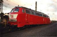 DB 215 class stabled in the goods yard at Remagen in 1997. <br><br>[Colin Miller //1997]