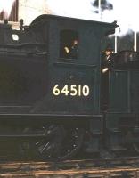 Cabside view of J35 0-6-0 no 64510 at St Leonard's goods yard on 25 August 1962 with the SLS <I>Edinburgh and Dalkeith Rail Tour</I>. [See image 27447]<br><br>[Frank Spaven Collection (Courtesy David Spaven) 25/08/1962]