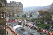 <I>'Tram Works 5 - The Council Strikes Back'</I>... view over the east end of Princes Street on 8 November 2011 towards the junction with Waverley Bridge.<br><br>[F Furnevel 08/11/2011]