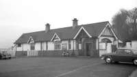 Station approach and car park, West Kilbride, 25 February 1963.<br><br>[R Sillitto/A Renfrew Collection (Courtesy Bruce McCartney) 25/02/1963]