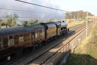 Heading for Glasgow 6201 <I>Princess Elizabeth</I> was ten minutes early passing Woodacre with the <I>The Coronation Scot</I> on 12 November 2011. The tour started at Tyseley and was steam hauled from Crewe over Shap and Beattock with Brush Type 4 D1755 on the rear for insurance. The train retraced its outward route the following day [see image 36396].  <br><br>[Mark Bartlett 12/11/2011]