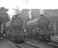 A pair of Haymarket B1s, 61178 and 61076, standing in the shed yard in the summer of 1962.<br><br>[R Sillitto/A Renfrew Collection (Courtesy Bruce McCartney) //1962]