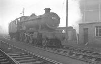 Ex-GWR Hall 4-6-0 no 5927 <I>Guild Hall</I> seen during its last operational days at Banbury on a a misty 22 October 1964. The locomotive was officially withdrawn by BR at the end of that month and cut up at Cashmores, Great Bridge, the following January.  <br><br>[K A Gray 22/10/1964]