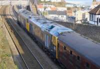 50044+50049 bring up the rear of the <I>'Edinburgh Explorer II'</I> special as it returns south through Kinghorn on 19 November [see image 36471].<br><br>[Bill Roberton 19/11/2011]