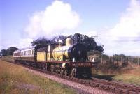 The Jones Goods and the two preserved Caley coaches between Inverness and Forres in September 1965, as part of the Highland Railway centenary celebrations [see image 28610].<br><br>[Frank Spaven Collection (Courtesy David Spaven) /09/1965]