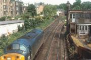 A class 40 runs light engine east through Newington in 1971 approaching the station's abandoned island platform [closed September 1962].<br><br>[Bill Roberton //1971]