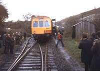 <I>The Royal Duchy</I> railtour at the china clay sidings at Meledor Mill in April 1977. The tour from Paddington, organised by the Lea Valley Railway Club, visited various branches in Devon and Cornwall. <br><br>[Ian Dinmore 30/04/1977]