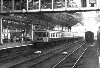 A BR Trans-Pennine DMU stands at Huddersfield in 1978.<br><br>[John Furnevel 12/09/1978]