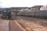 Parcels traffic and bitumen tanks at Kyle of Lochalsh in summer 1972.<br><br>[David Spaven //1972]