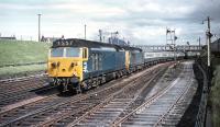 The double headed Class 50 powered Anglo-Scottish expresses had only been in operation for three weeks and were no doubt the main reasons for visiting Carstairs on Spring Bank Holiday Saturday 1970 - although the holiday didn't apply in Scotland there was probably the expectation of some extra trains from the south as well. While a number of Class 50 pairings were seen, only the 10.05 Euston - Glasgow Central, with Nos. D429 and D409 in charge, managed to put in an appearance in sunshine.<br><br>[Bill Jamieson 23/05/1970]